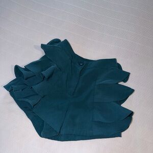 Teal Ruffle Women Shorts